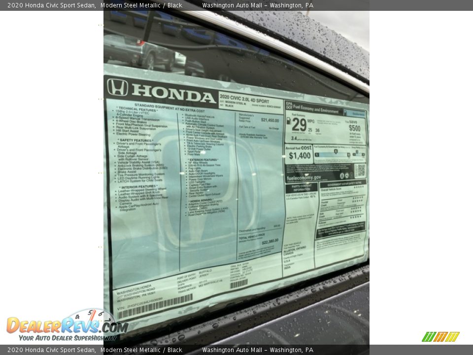 2020 Honda Civic Sport Sedan Window Sticker Photo #15