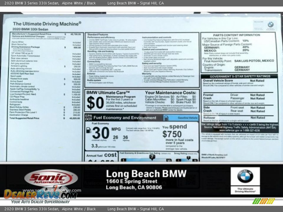 2020 BMW 3 Series 330i Sedan Alpine White / Black Photo #10