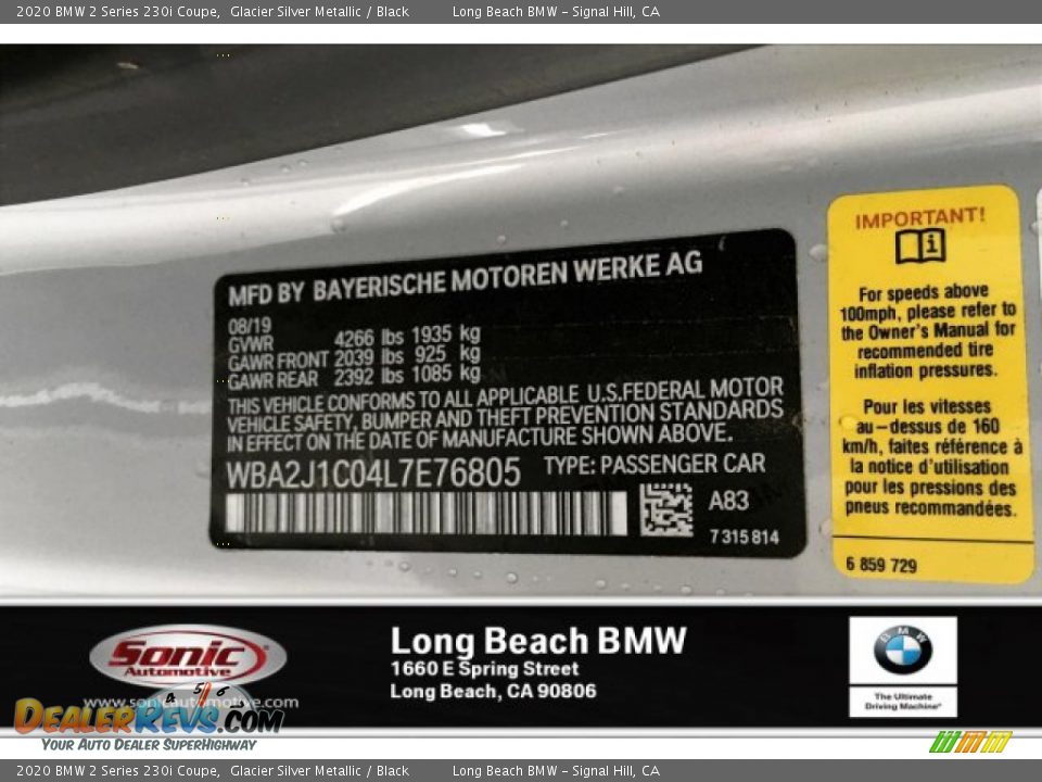 2020 BMW 2 Series 230i Coupe Glacier Silver Metallic / Black Photo #11