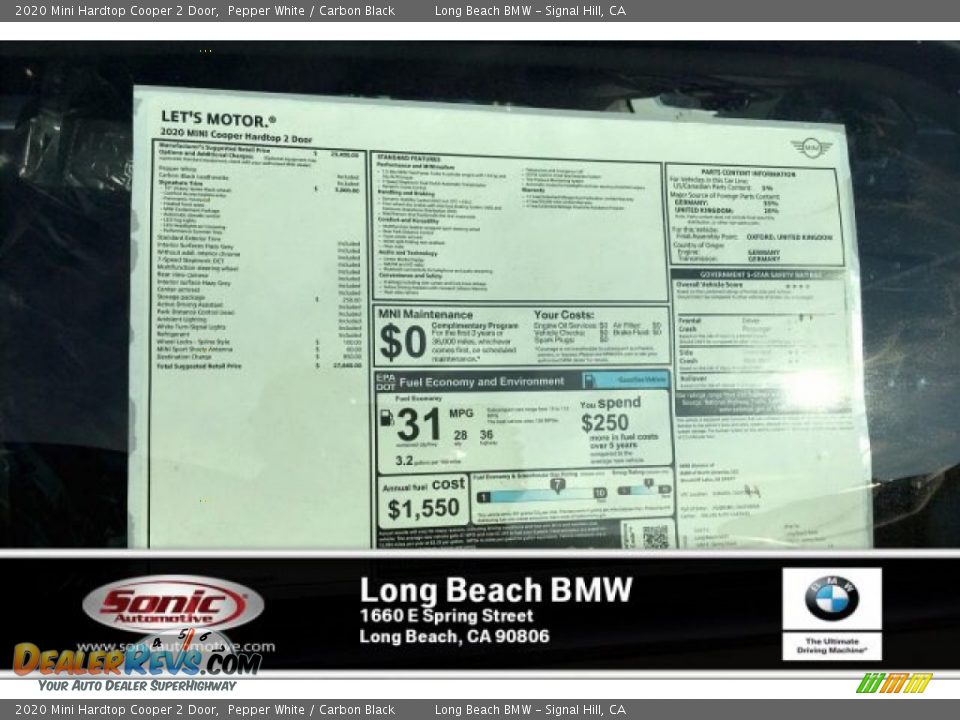 2020 Mini Hardtop Cooper 2 Door Pepper White / Carbon Black Photo #10