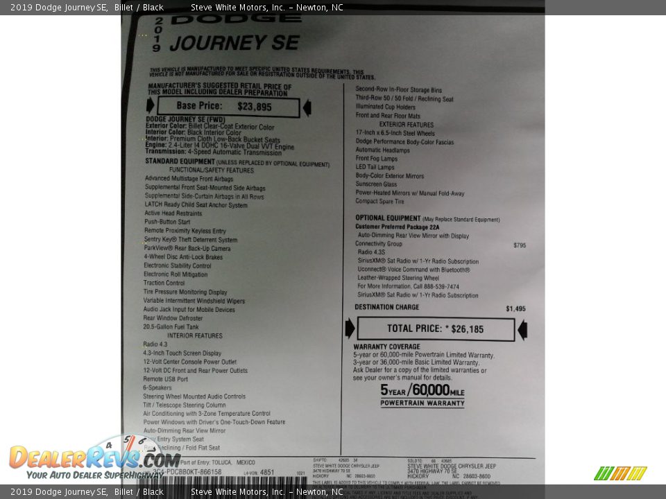 2019 Dodge Journey SE Billet / Black Photo #33