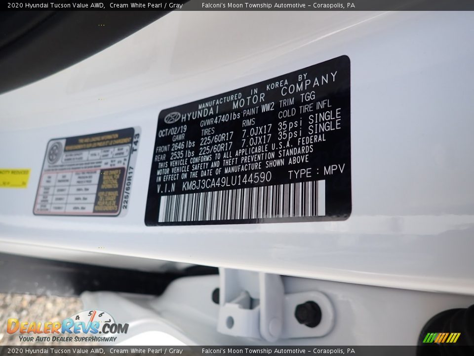 2020 Hyundai Tucson Value AWD Cream White Pearl / Gray Photo #12