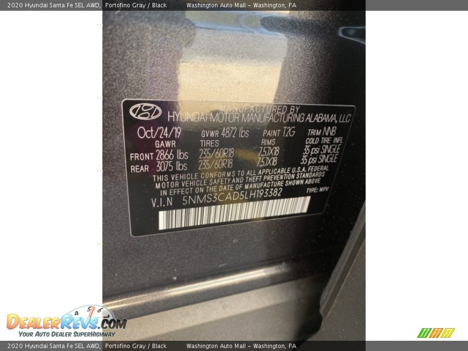 2020 Hyundai Santa Fe SEL AWD Portofino Gray / Black Photo #10