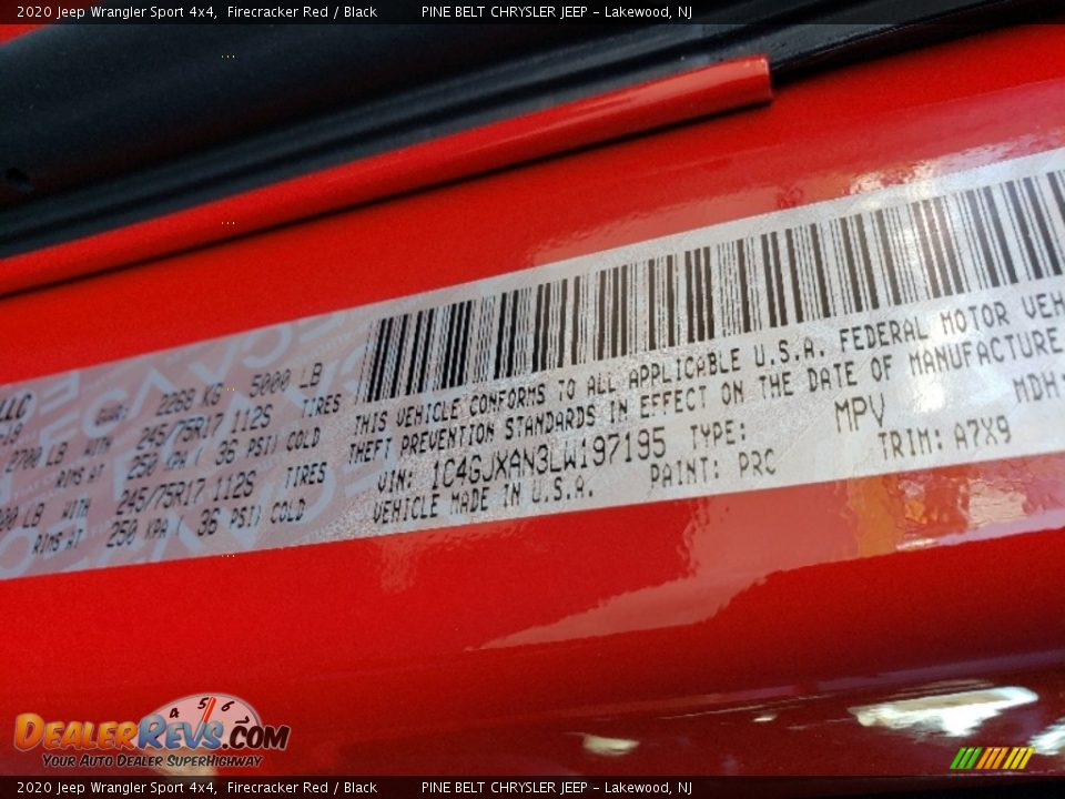 2020 Jeep Wrangler Sport 4x4 Firecracker Red / Black Photo #8