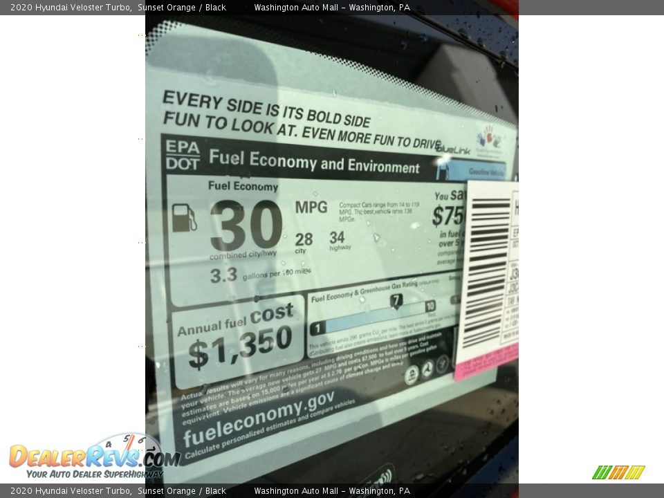 2020 Hyundai Veloster Turbo Sunset Orange / Black Photo #13