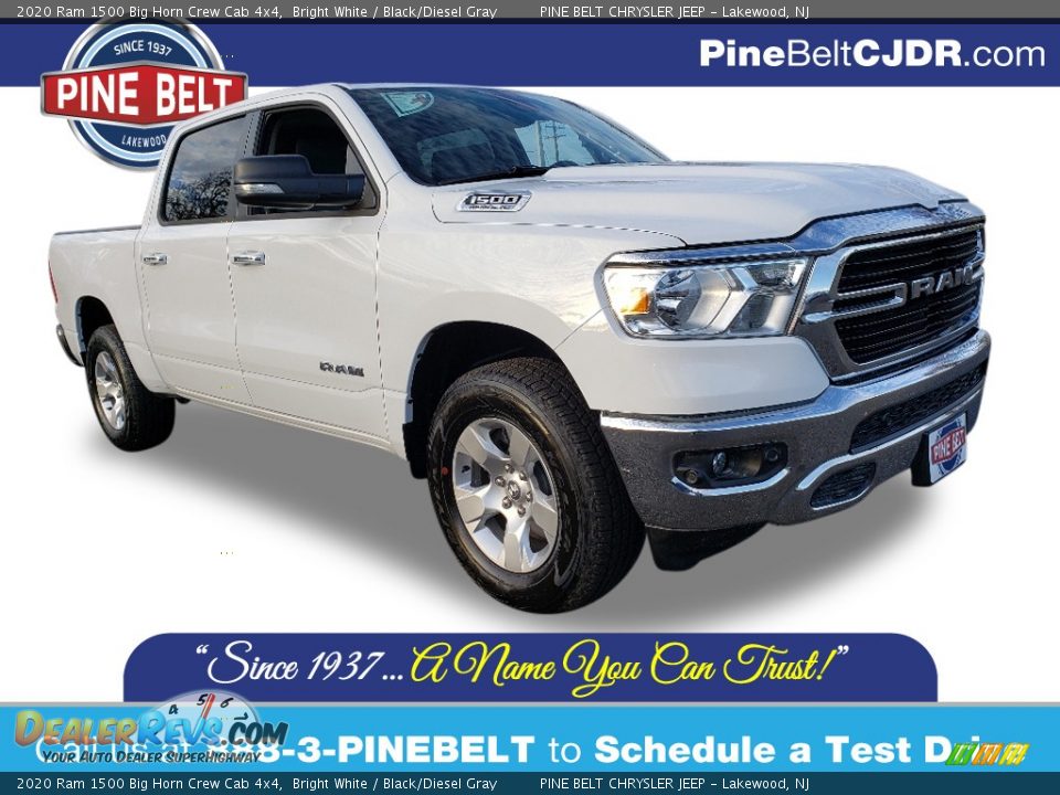 2020 Ram 1500 Big Horn Crew Cab 4x4 Bright White / Black/Diesel Gray Photo #1