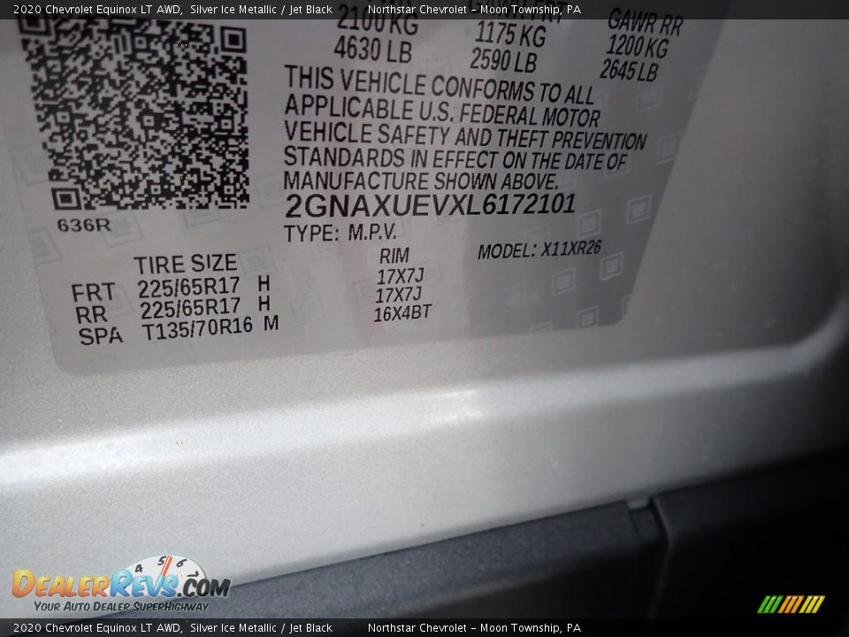 2020 Chevrolet Equinox LT AWD Silver Ice Metallic / Jet Black Photo #16