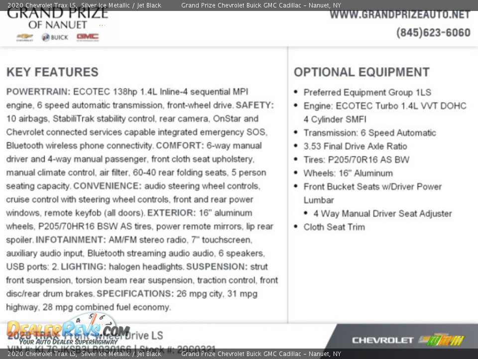 2020 Chevrolet Trax LS Silver Ice Metallic / Jet Black Photo #8