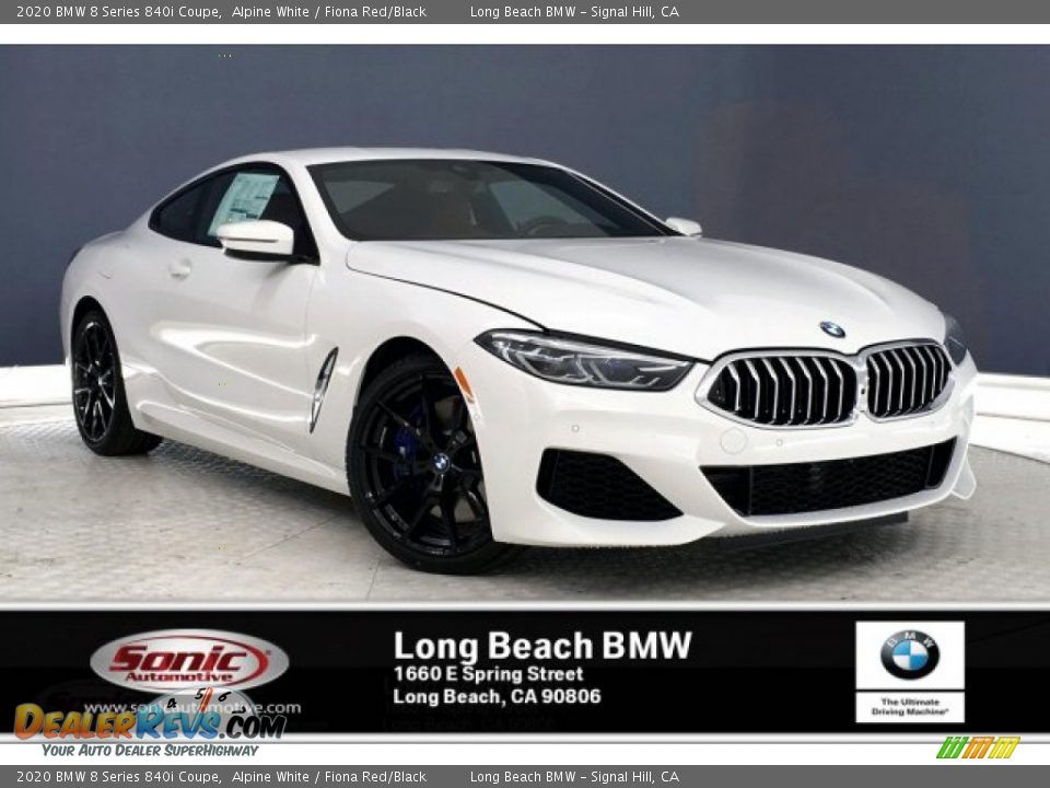 2020 BMW 8 Series 840i Coupe Alpine White / Fiona Red/Black Photo #1