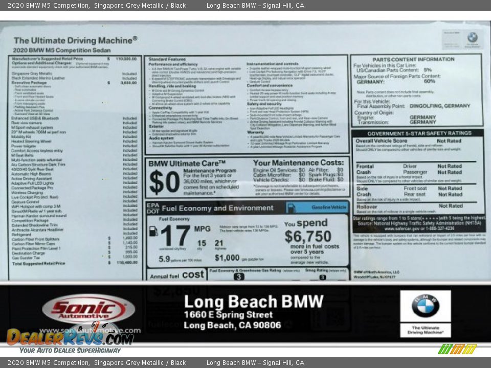 2020 BMW M5 Competition Singapore Grey Metallic / Black Photo #10