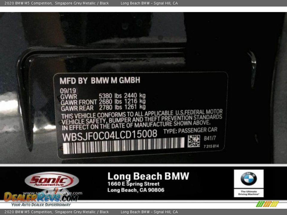 2020 BMW M5 Competition Singapore Grey Metallic / Black Photo #11