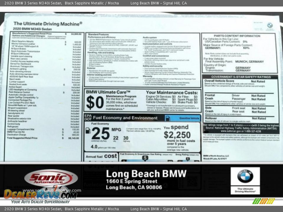 2020 BMW 3 Series M340i Sedan Black Sapphire Metallic / Mocha Photo #10