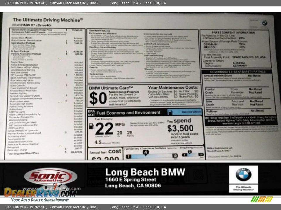 2020 BMW X7 xDrive40i Carbon Black Metallic / Black Photo #10