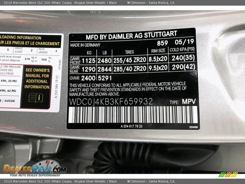 2019 Mercedes-Benz GLC 300 4Matic Coupe Mojave Silver Metallic / Black Photo #11