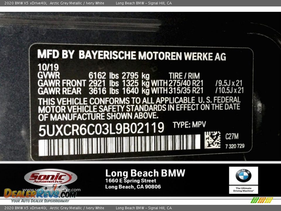 2020 BMW X5 xDrive40i Arctic Grey Metallic / Ivory White Photo #11