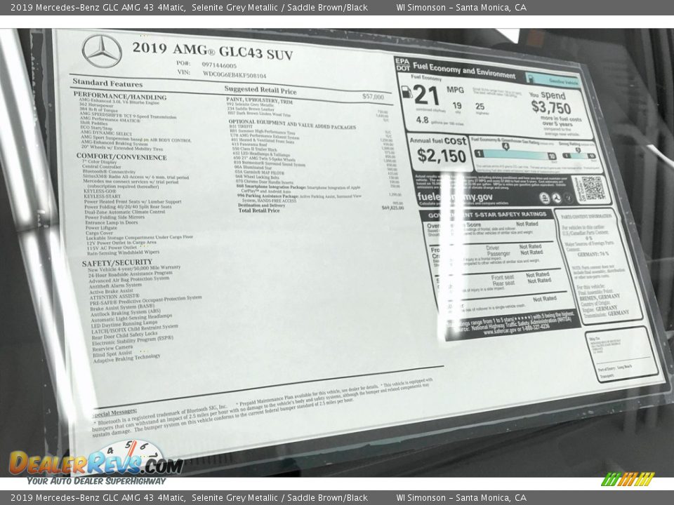 2019 Mercedes-Benz GLC AMG 43 4Matic Selenite Grey Metallic / Saddle Brown/Black Photo #11