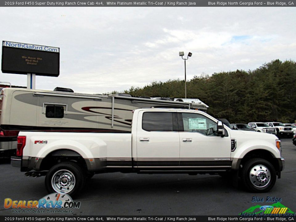 2019 Ford F450 Super Duty King Ranch Crew Cab 4x4 White Platinum Metallic Tri-Coat / King Ranch Java Photo #6