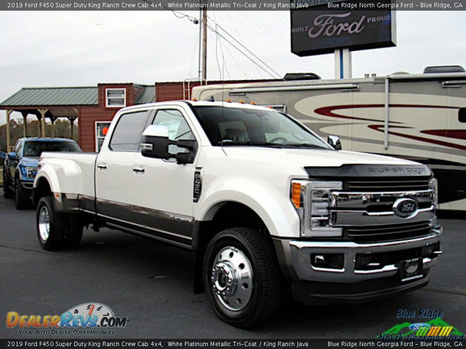 2019 Ford F450 Super Duty King Ranch Crew Cab 4x4 White Platinum Metallic Tri-Coat / King Ranch Java Photo #7