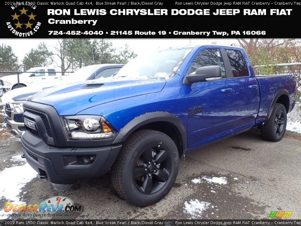 2019 Ram 1500 Classic Warlock Quad Cab 4x4 Blue Streak Pearl / Black/Diesel Gray Photo #1