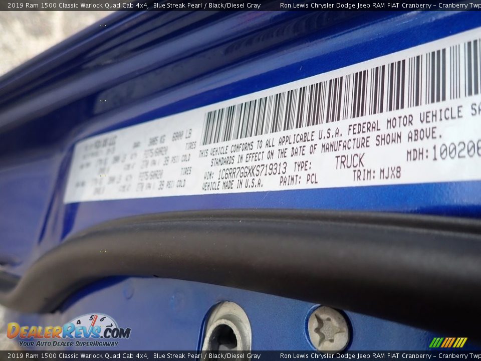 2019 Ram 1500 Classic Warlock Quad Cab 4x4 Blue Streak Pearl / Black/Diesel Gray Photo #13
