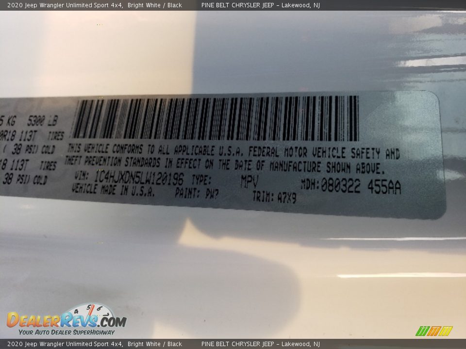 2020 Jeep Wrangler Unlimited Sport 4x4 Bright White / Black Photo #10