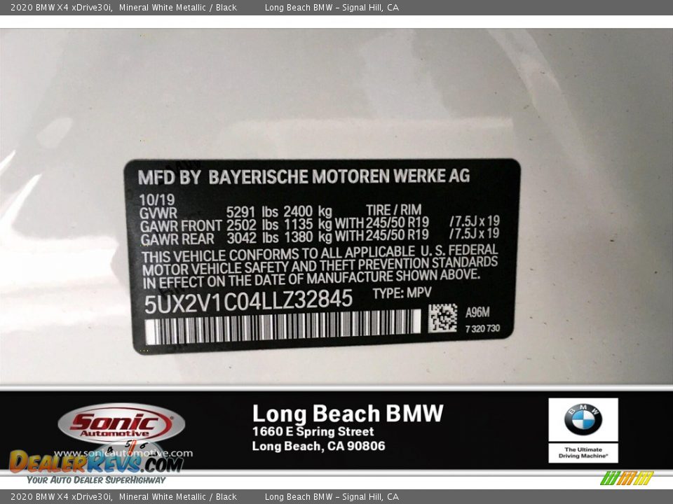 2020 BMW X4 xDrive30i Mineral White Metallic / Black Photo #11