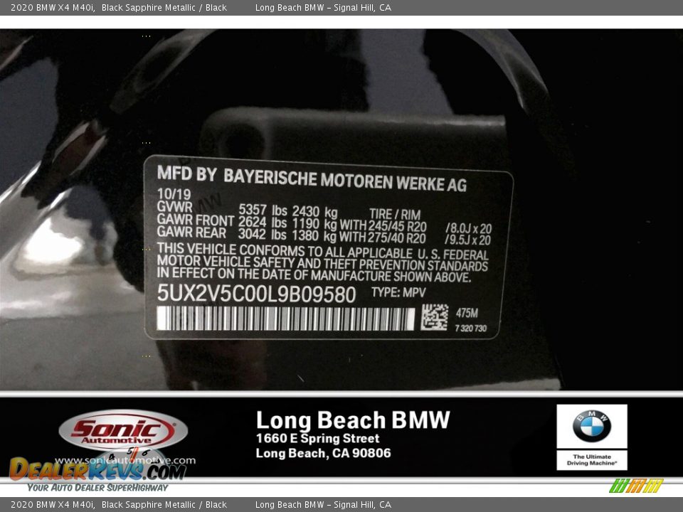 2020 BMW X4 M40i Black Sapphire Metallic / Black Photo #11