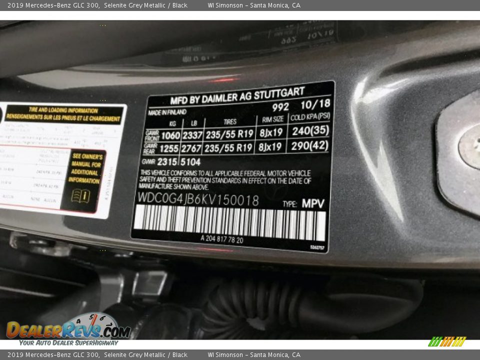 2019 Mercedes-Benz GLC 300 Selenite Grey Metallic / Black Photo #24