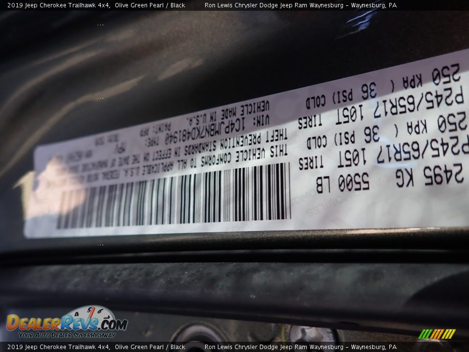 2019 Jeep Cherokee Trailhawk 4x4 Olive Green Pearl / Black Photo #11