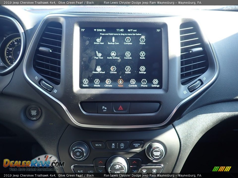 2019 Jeep Cherokee Trailhawk 4x4 Olive Green Pearl / Black Photo #13