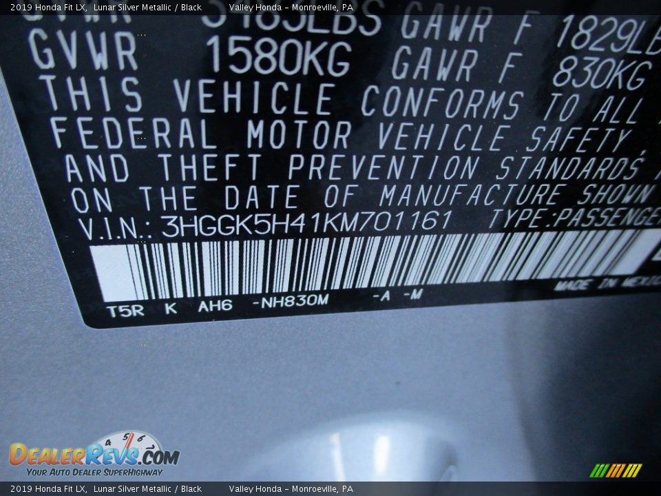 2019 Honda Fit LX Lunar Silver Metallic / Black Photo #19