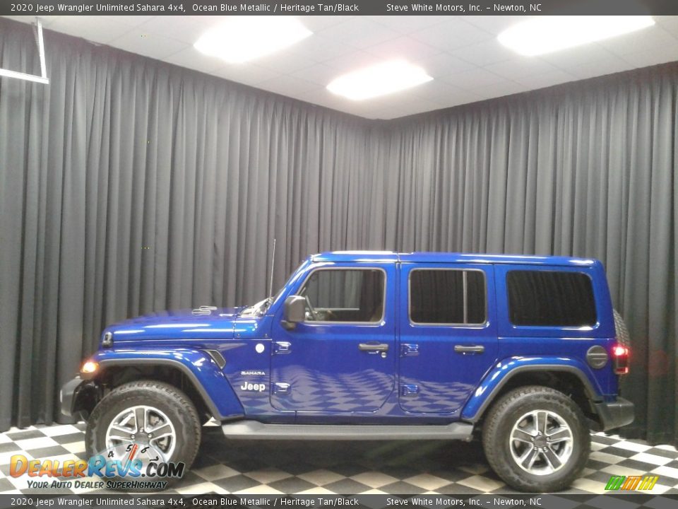2020 Jeep Wrangler Unlimited Sahara 4x4 Ocean Blue Metallic / Heritage Tan/Black Photo #1