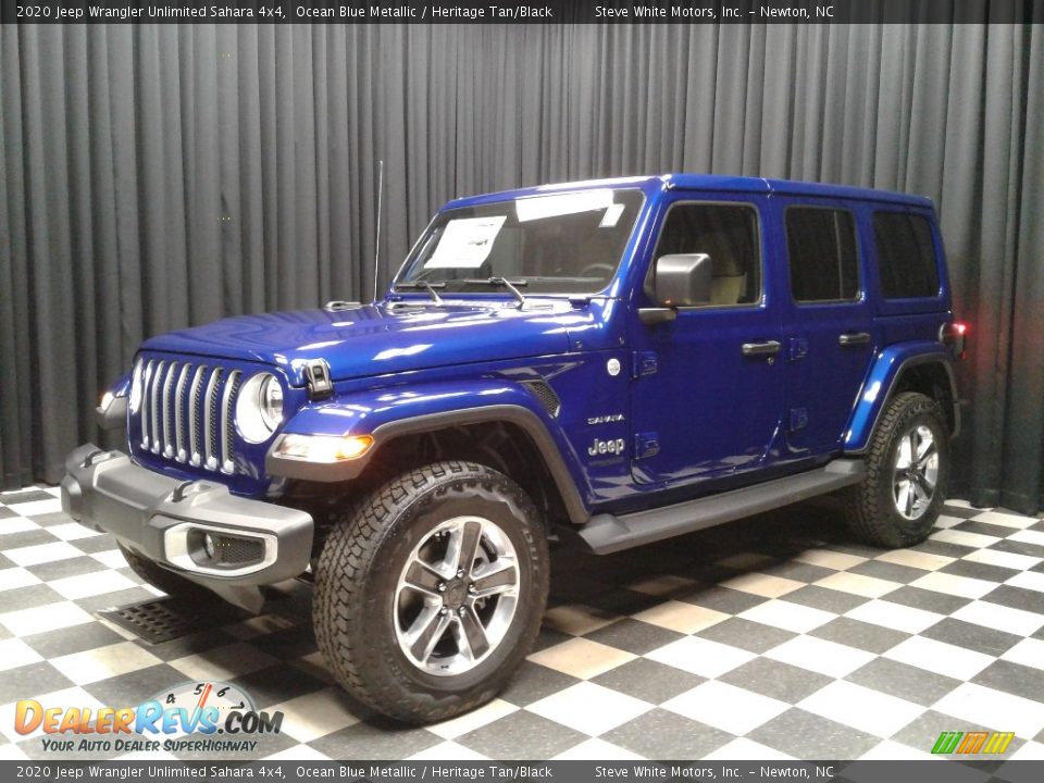 2020 Jeep Wrangler Unlimited Sahara 4x4 Ocean Blue Metallic / Heritage Tan/Black Photo #2