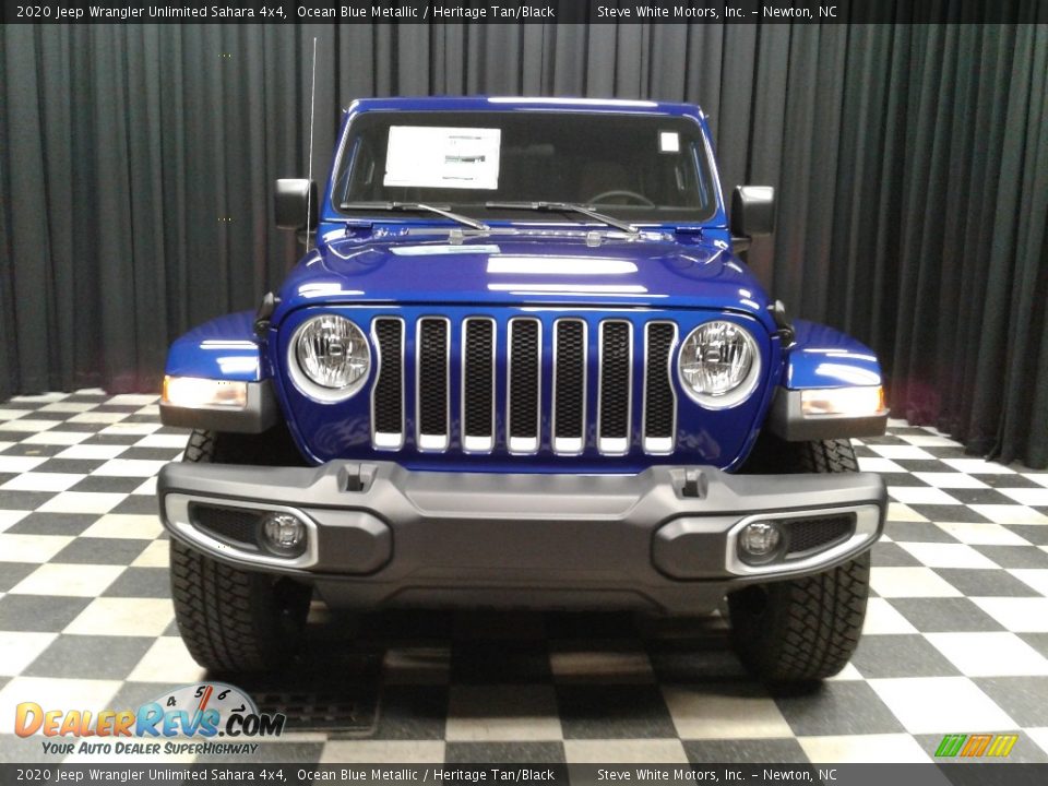 2020 Jeep Wrangler Unlimited Sahara 4x4 Ocean Blue Metallic / Heritage Tan/Black Photo #3