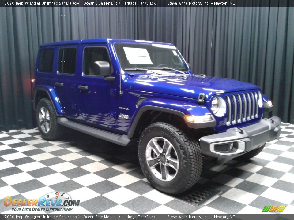 2020 Jeep Wrangler Unlimited Sahara 4x4 Ocean Blue Metallic / Heritage Tan/Black Photo #4