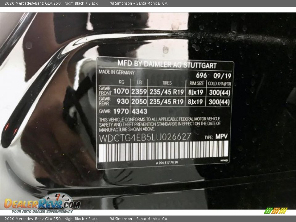 2020 Mercedes-Benz GLA 250 Night Black / Black Photo #11