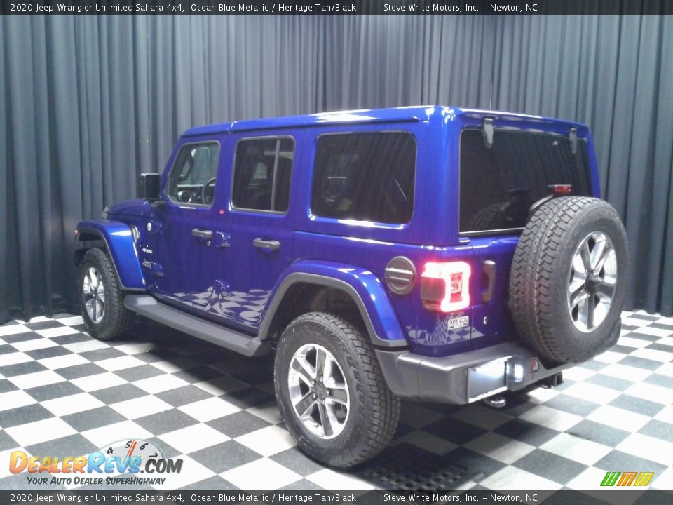 2020 Jeep Wrangler Unlimited Sahara 4x4 Ocean Blue Metallic / Heritage Tan/Black Photo #8