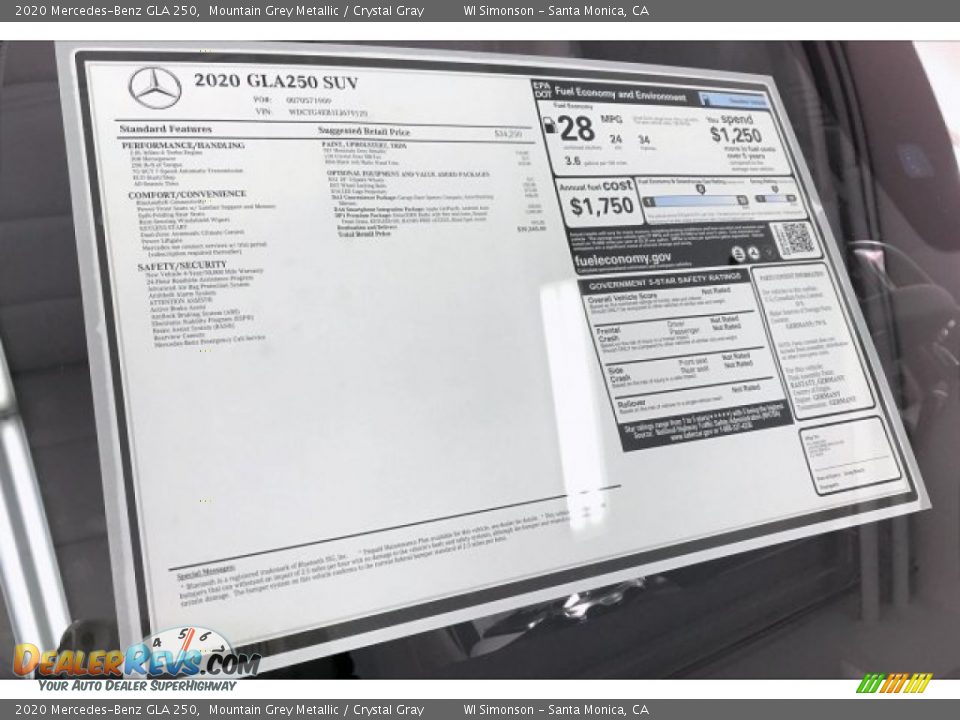 2020 Mercedes-Benz GLA 250 Mountain Grey Metallic / Crystal Gray Photo #10