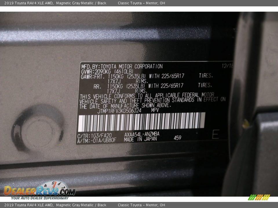 2019 Toyota RAV4 XLE AWD Magnetic Gray Metallic / Black Photo #21