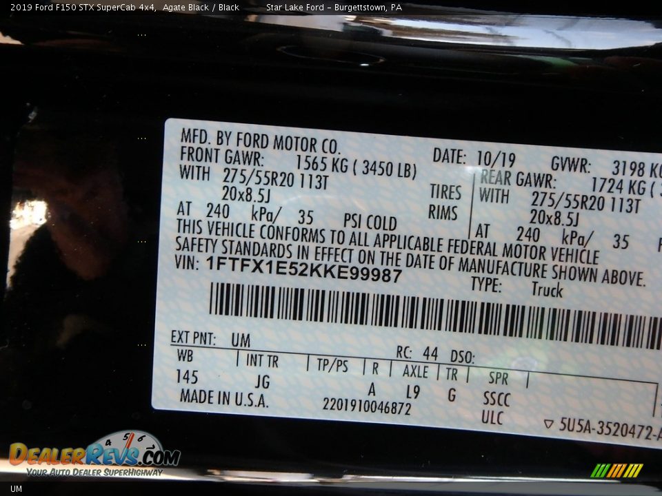 Ford Color Code UM Agate Black