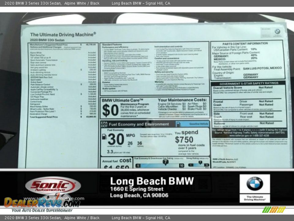 2020 BMW 3 Series 330i Sedan Alpine White / Black Photo #10