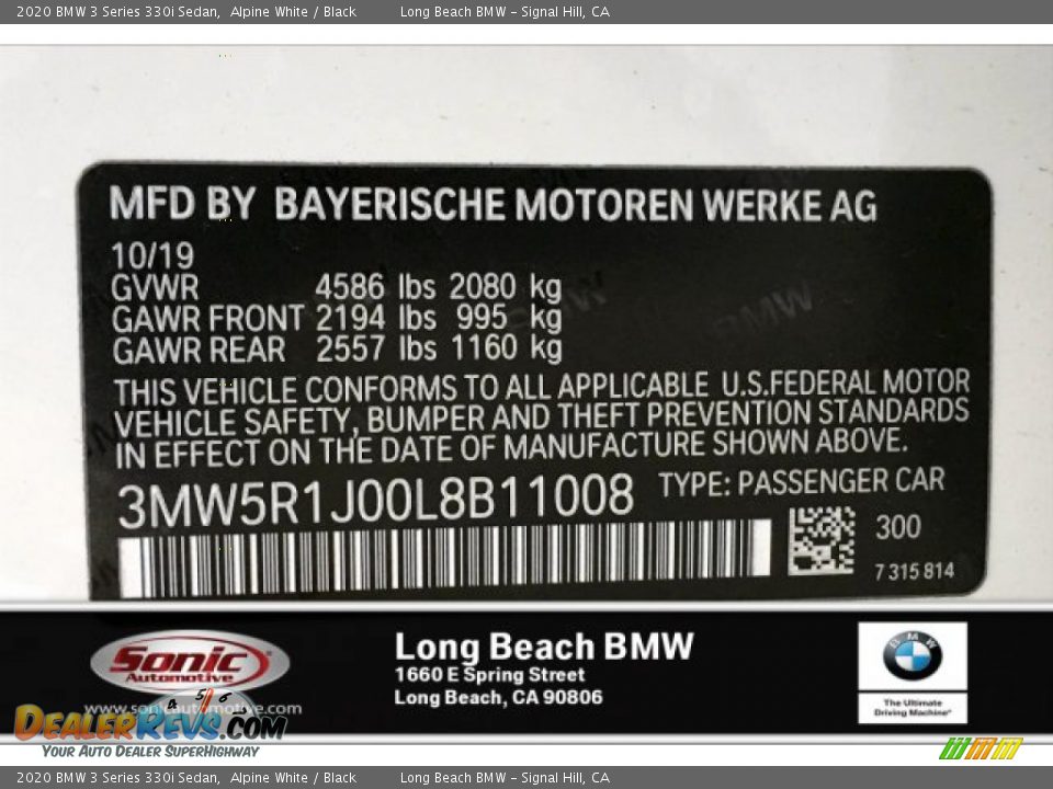 2020 BMW 3 Series 330i Sedan Alpine White / Black Photo #11