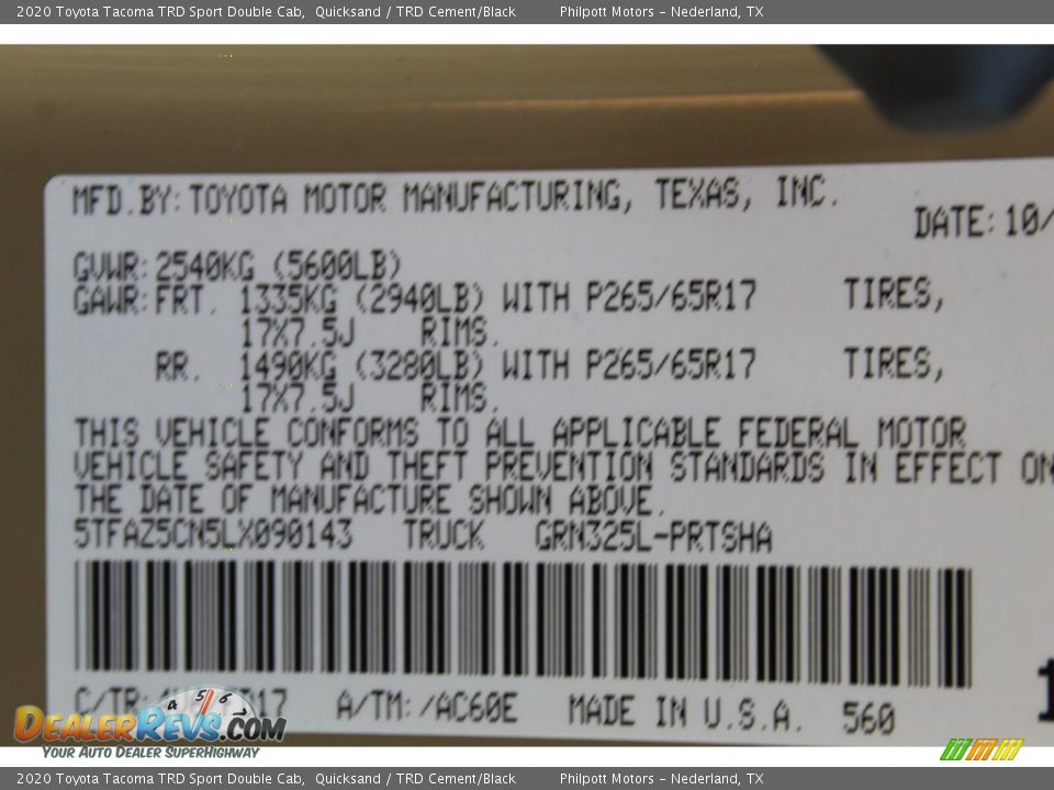 2020 Toyota Tacoma TRD Sport Double Cab Quicksand / TRD Cement/Black Photo #26