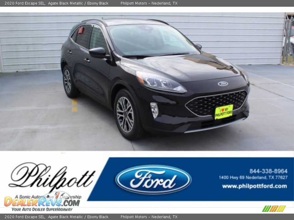2020 Ford Escape SEL Agate Black Metallic / Ebony Black Photo #1