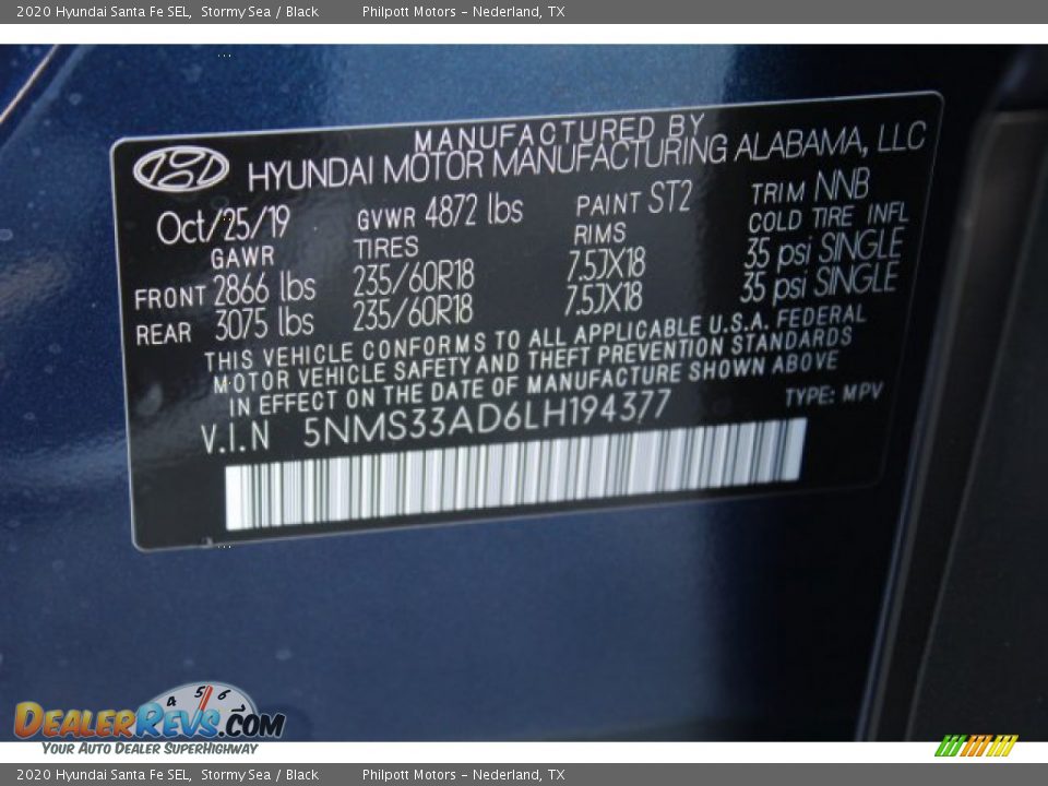 2020 Hyundai Santa Fe SEL Stormy Sea / Black Photo #26