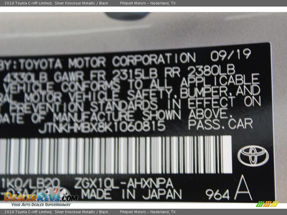 2019 Toyota C-HR Limited Silver Knockout Metallic / Black Photo #26