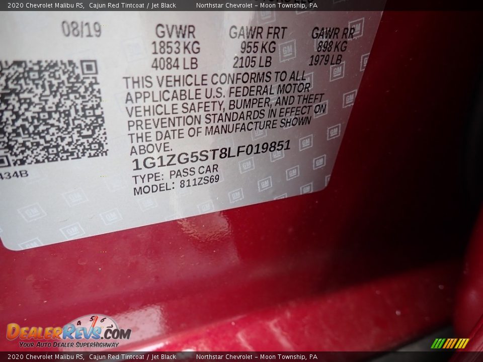 2020 Chevrolet Malibu RS Cajun Red Tintcoat / Jet Black Photo #15