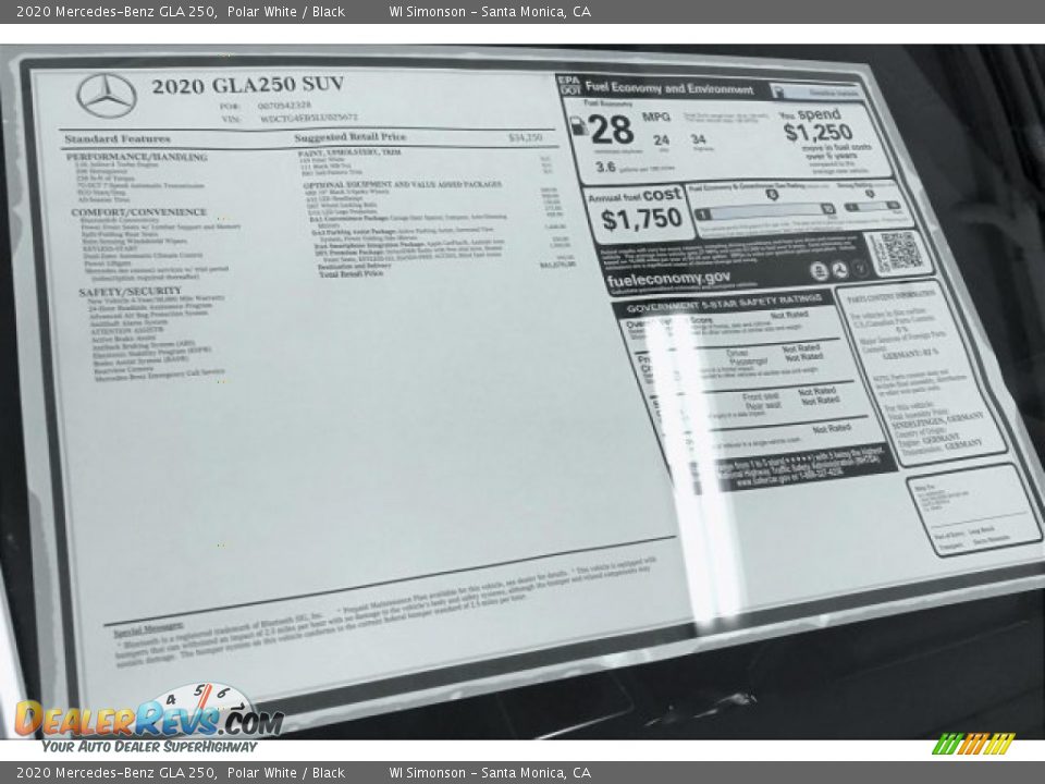 2020 Mercedes-Benz GLA 250 Polar White / Black Photo #10