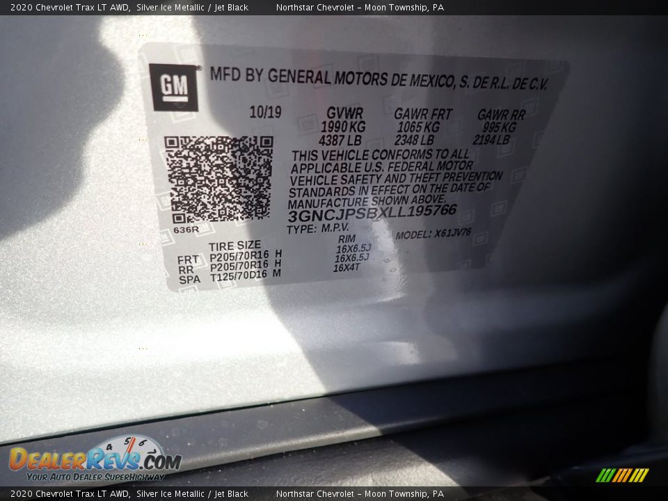 2020 Chevrolet Trax LT AWD Silver Ice Metallic / Jet Black Photo #16