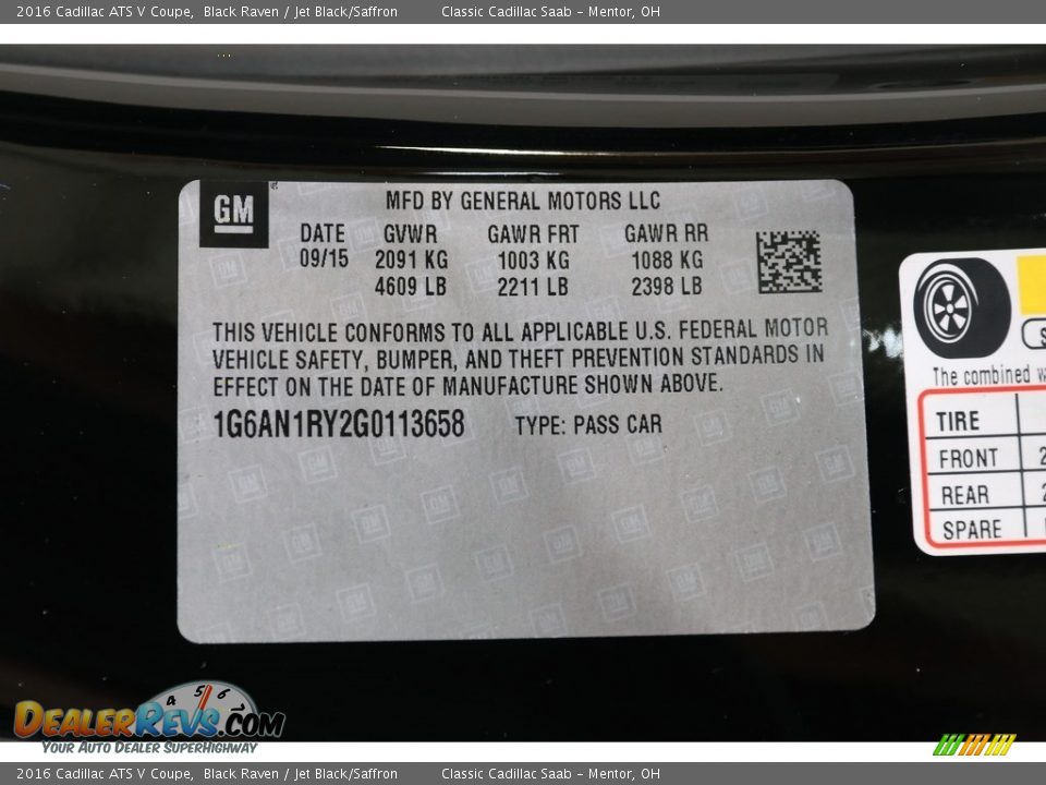 2016 Cadillac ATS V Coupe Black Raven / Jet Black/Saffron Photo #21